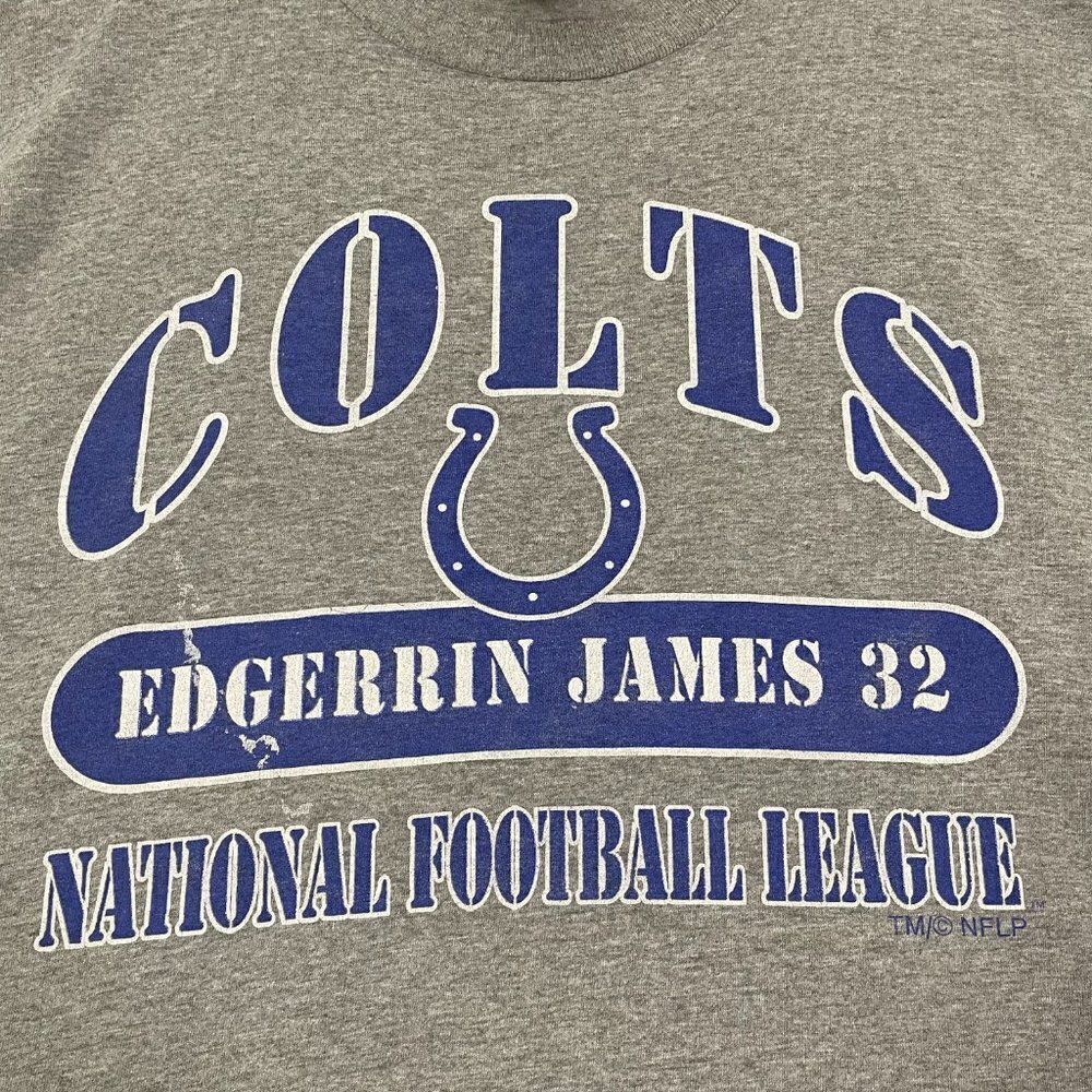 Vintage Indianapolis Colts Shirt Mens XL Edgerrin James 32 NFL 1999 Gray Tee - Picture 3 of 11